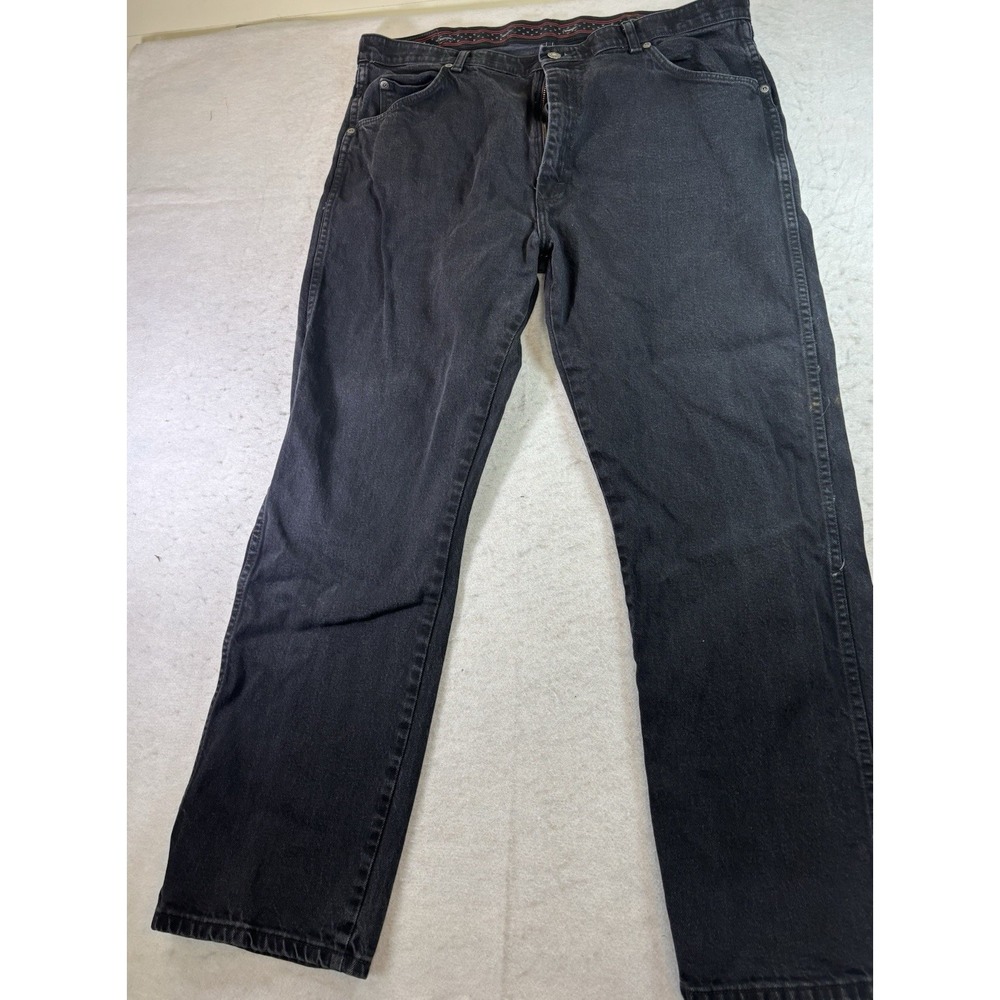 Wrangler Black Jeans Men's 38x30 Regular Fit Straight Leg Advanced Comfort